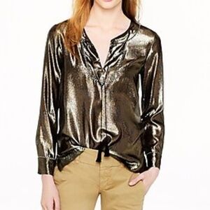 J. Crew 07031 women 4 silk metallic tunic blouse